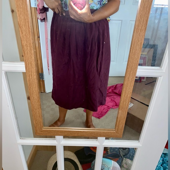 Size M 100% silk burgundy Madewell midi skirt, adjustable waist - Picture 5 of 5